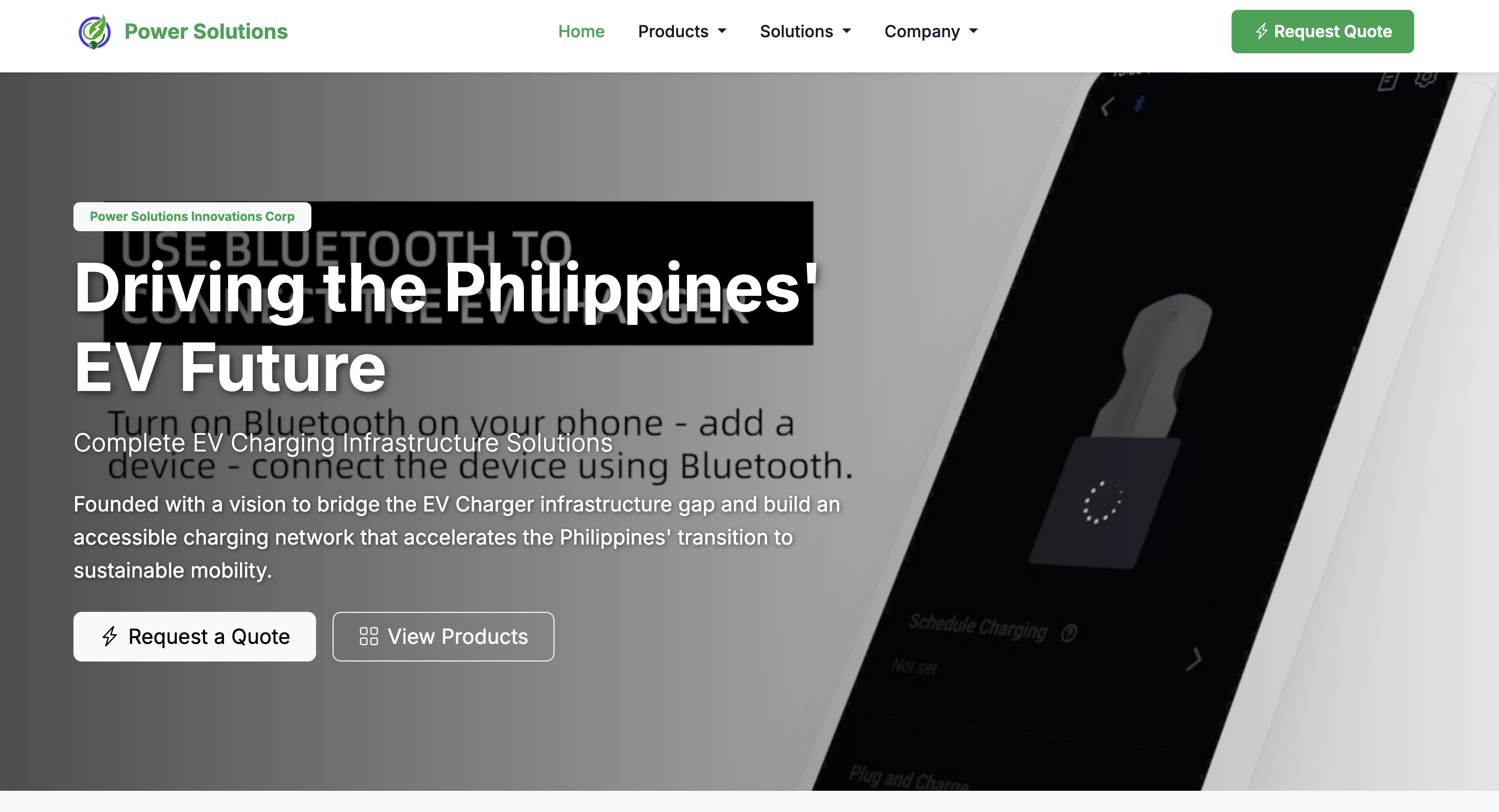 Power Solutions PH EV Charging Infrastructure Website