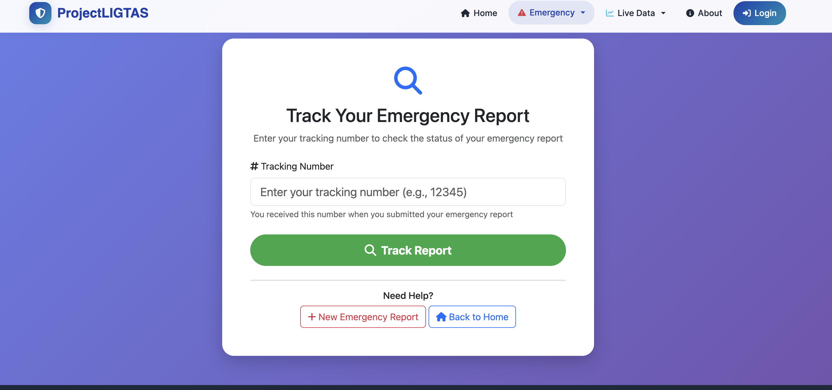 ProjectLIGTAS Report Tracking Dashboard