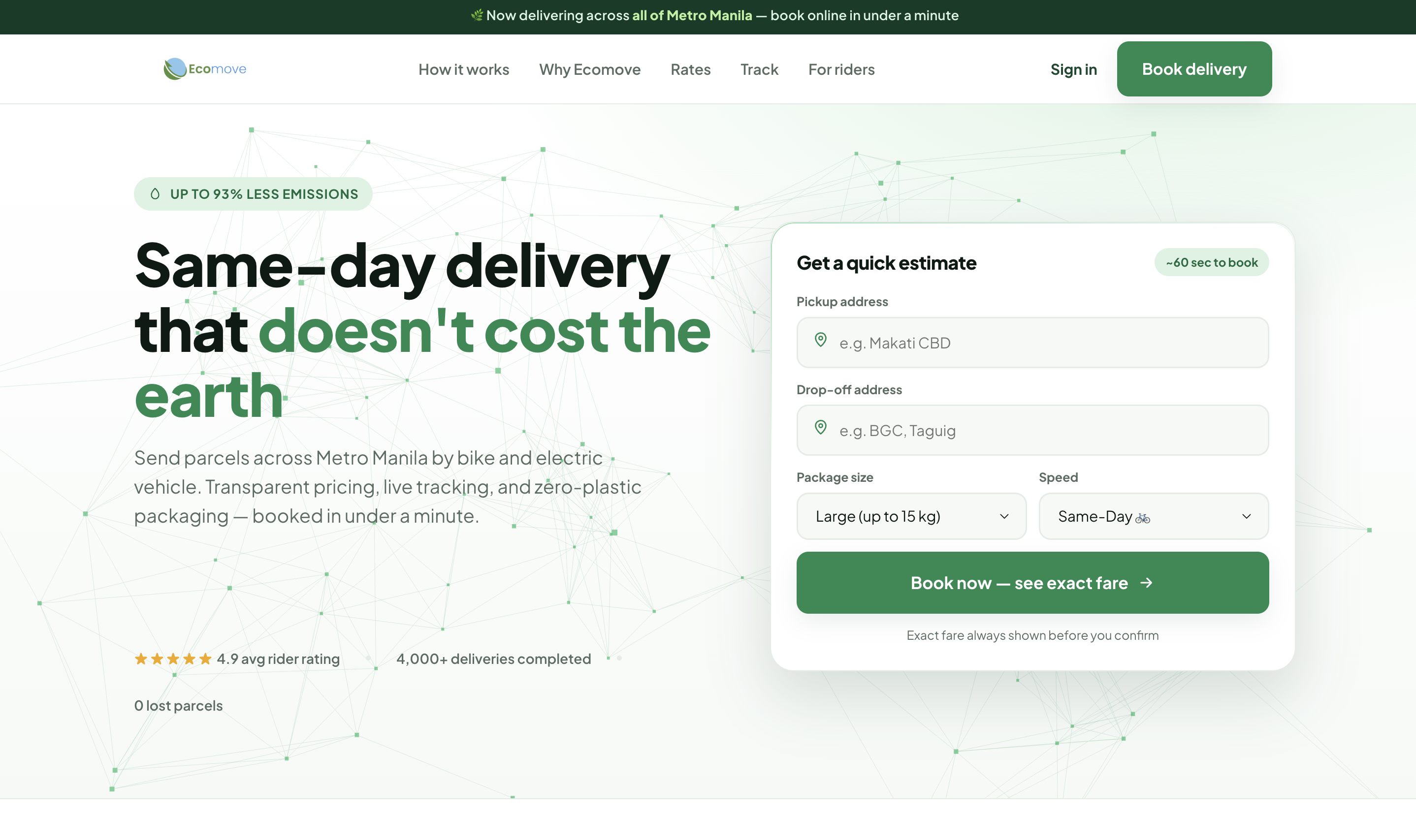 Ecomove On-Demand Delivery Booking Web App and Mobile App
